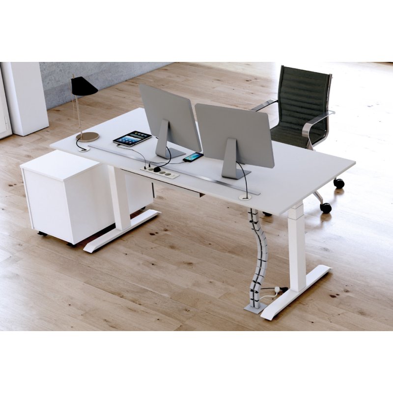 Kerkmann sit-stand desk Move boost 4, electrically adjustable, light grey, 2000 mm